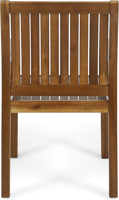 Christopher Knight Home Teague Outdoor Acacia Wood Dining Chairs (Set of 2), Teak Finish