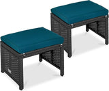 Best Choice Products Set of 2 Wicker Ottomans, Multipurpose Outdoor Furniture for Patio, Backyard, Additional Seating - Photo 1
