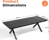 Pellebant 94" Outdoor Dining Table for 8-10, 8ft Aluminum Patio Table with Umbrella Hole - Photo 2