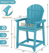 OTSUN Tall Adirondack Chairs Set of 2, HDPE Bar Height Outdoor Chairs, Adirondack Bar Stools for Patio Balcony & Porch - Photo 3