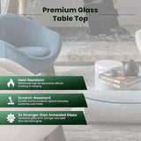 14 inch Round 1/4" Thick Pencil Polished Edge Glass Table Top with 6 Bumpers - Tempered - Photo 6