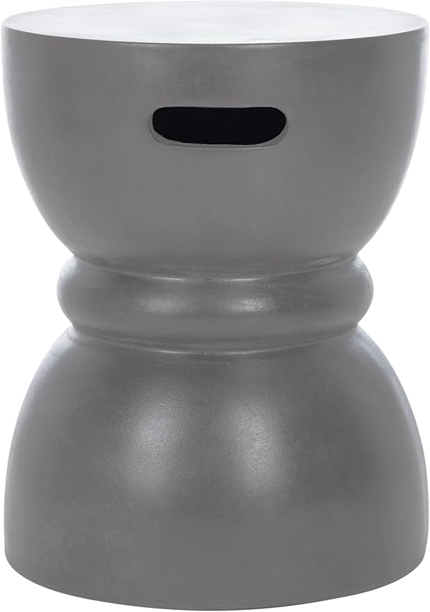 SAFAVIEH Outdoor Collection Haruki Modern Dark Grey Concrete Round Accent Table (Fully Assembled)