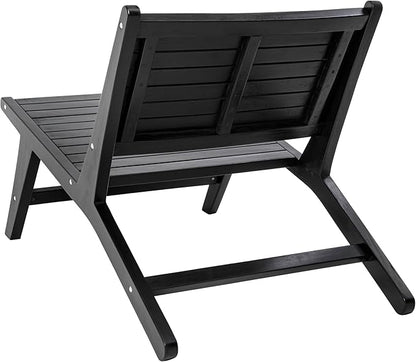 Eyely TAP2000C Virellan Mid-Century Modern Wood Armless Outdoor Lounge Chair, Contemporary, Bohemian, Coastal, Transitional, Rustic, Black