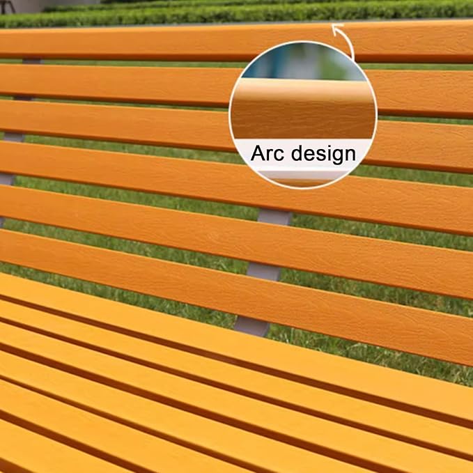 Outdoor Garden Bench, Metal Benches with Back, Loveseat Chair, Traditional Wooden Patio Bench Seat for Outside, Lawn Bench Park(Black+Brown,120cm)