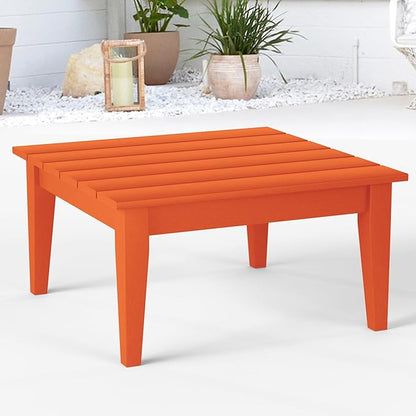 Costaelm Outdoor Side Tables for Patio, Small Patio Conversation Table Weather Resistant Coffee Table, Small Square Table Outdoor End Tables for Porch, Balcony, Poolside, Deck, Orange