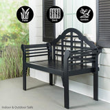 Plow & Hearth Weatherproof Lutyens Eucalyptus Wood Garden Bench | Foldable Patio Bench - Photo 7
