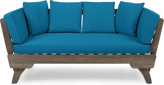 Christopher Knight Home Gary Patio Convertible Couch, Wooden Outdoor Daybed - Photo 5