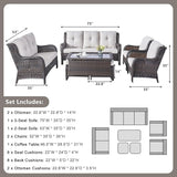 Outdoor Patio Furniture Sofa Set - 7 Piece Rattan Wicker Patio Sectional Conversation Sets with 1 Sofa, 1 Loveseat - Photo 2