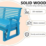 3-Seater Outdoor Glider Chair, 5FT Wood Porch Glider with High Roll Back, Cupholders and Deep Contoured for Porch - Photo 4