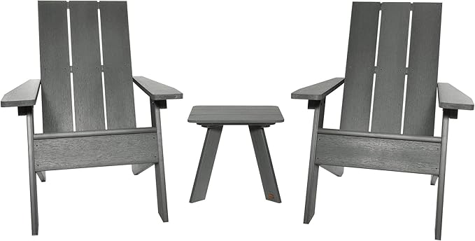 Highwood Italica Modern Adirondack 3pc Set, Coastal Teak