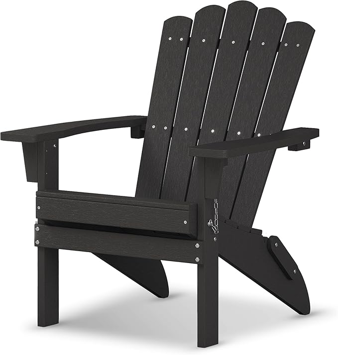 Adirondack Chairs, Folding Weather-Resistant Patio Chair with Wide Armrests & High Backrest, Fire Pit Chair for Garden - Photo 1