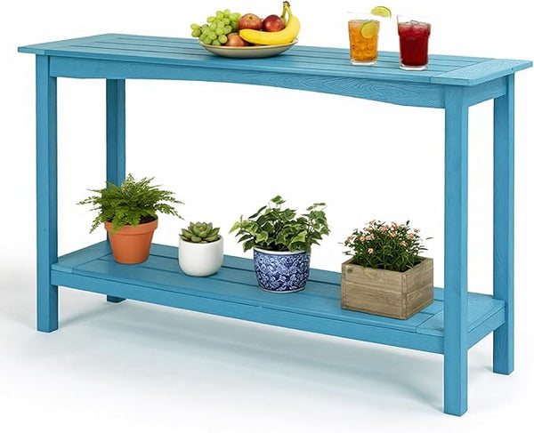 Outdoor Console Table, All-Weather 2-Tier Patio Console Table, Outside Plant Stand Table, Low Maintenance - Photo 1