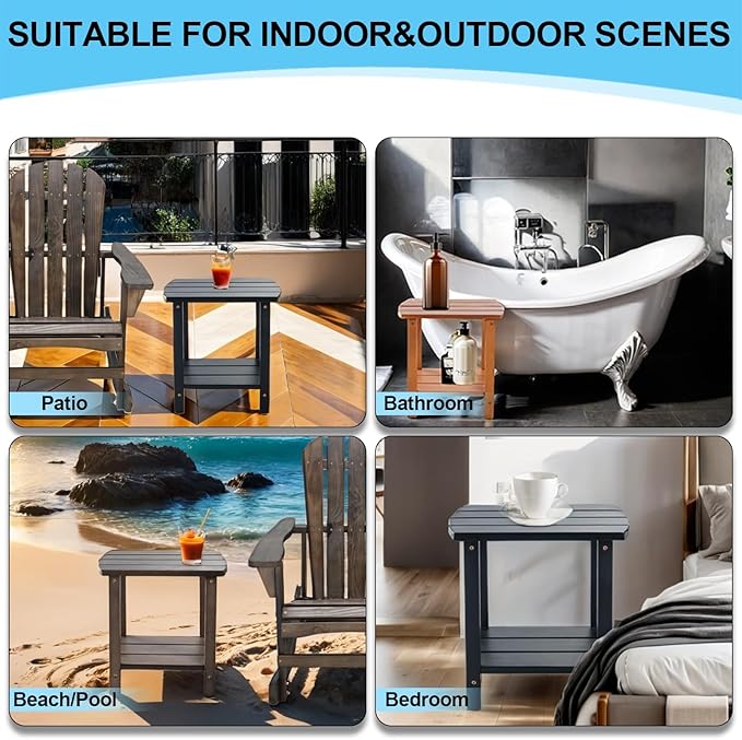 Adirondack Side Table, Double Outdoor Side Tables 16.5" Solid End Tables - Photo 6