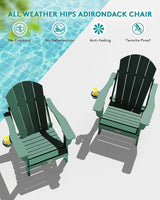 SERWALL Foldable Adirondack Chair Set of 2 for Patio Garden All Weather Adirondack Chairs with Cup Holder Outdoors Fire - Photo 10