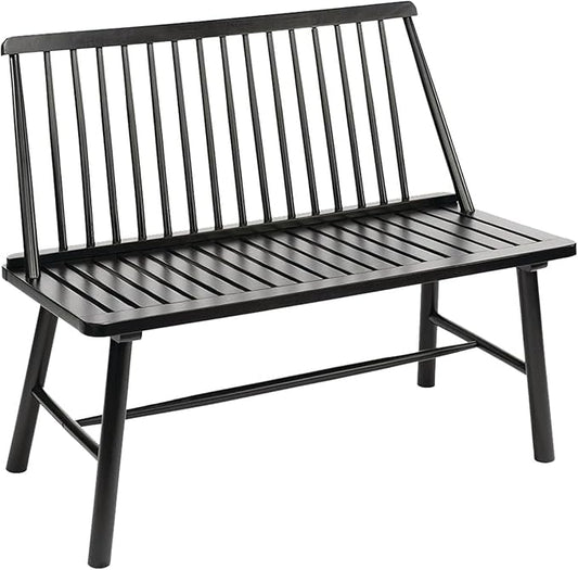 Jack Post 4 Feet Durable Hardwood Farmhouse Bench for Patio, Black (Open Box)