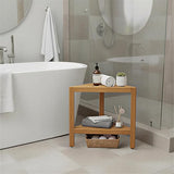 Asta Aris Solid Teak Indoor Outdoor Shower/Bath/Spa Corner Stool with Shelf, Fully Assembled, TB-011A - Photo 2