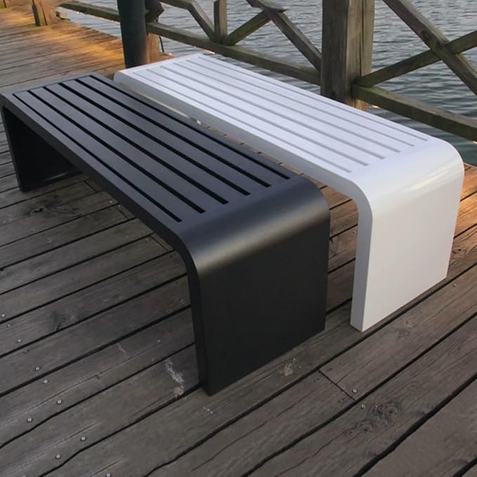 Garden Bench, Outdoor Patio Backless Bench, Metal Garden Benches, All-Weather Park Bench for Garden, Porch, Lounge(Color:Black,Size:120 * 40 * 45cm/47 * 16 * 18in)