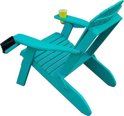 Furniture Barn USA Poly Folding Adirondack Chair with Smart Phone Holder, Aruba Blue