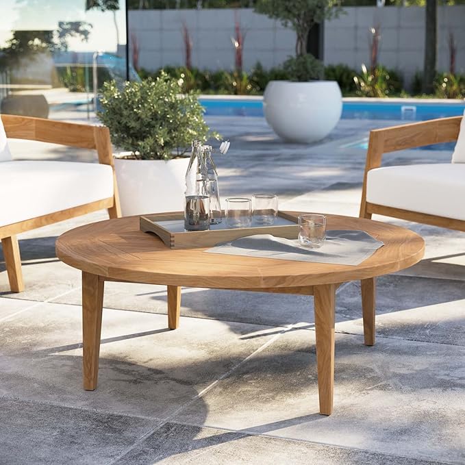 Modway Brisbane Teak Wood Coffee Table, Natural