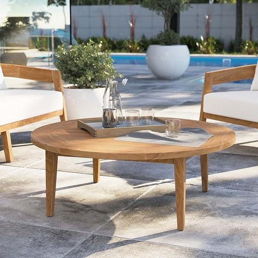 Modway Brisbane Teak Wood Coffee Table, Natural