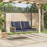 Garden Bench Deck Bench Swing Bench with Cushions Gray 42.9"x24.4"x15.7" Poly Rattan - Photo 3