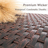 DIMAR GARDEN Outdoor Coffee Table Wicker Patio Side Table with Glass Top, 25.2in Mixed Brown - Photo 5