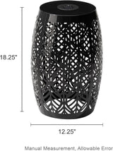 Glitzhome 18.25" H Outdoor Side Table with Leaf Pattern Solar Powered Light - Photo 2