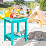 Y&M Outdoor Side Table, HIPS Adirondack Small Double Layer Table, Waterproof Square Balcony Modern End Tables for Patio - Photo 6
