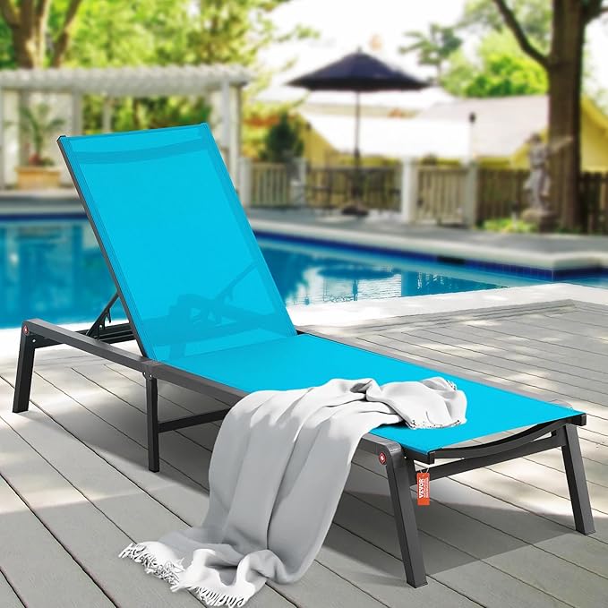 VEVOR Chaise Lounge Chairs Outdoor, Aluminum Patio Lounge Chairs with Adjustable 5-Position - Photo 2