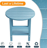 MXIMU Round Outdoor Side Table Adirondack Tables 18 Inch Chairside End Tables with Storage Shelf - Photo 6