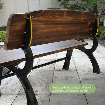 Outdoor Metal Garden Bench, Patio Loveseat Chair for 2-3 People, Durable Park Seating for Lawn, Yard & Porch - 59.1" Size, Perfect Patio Furniture