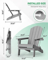 YEFU Adirondack Chair, Oversized Plastic Adirondack Chair Folding Outdoor Chairs with Cup Holder - Photo 2