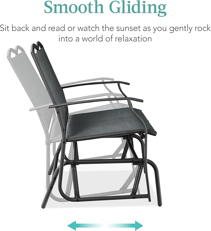 Best Choice Products 2-Person Outdoor Patio Swing Glider Steel Bench Loveseat Rocker for Deck, Porch w/Textilene Fabric - Photo 4