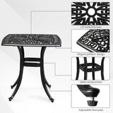 VINGLI 21" Cast Aluminum Outdoor Side Table with Umbrella Hole, All Weather Patio Side Table Bistro Table for Balcony - Photo 4