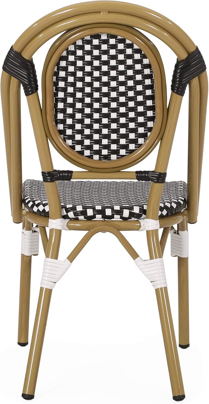 Gwendolyn Outdoor French Bistro Chairs (Set of 2), Black, White, and Bamboo Finish - Photo 9