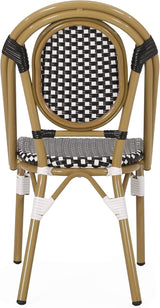 Gwendolyn Outdoor French Bistro Chairs (Set of 2), Black, White, and Bamboo Finish - Photo 9