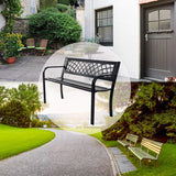 Garden Bench Outdoor Bench with Plastic Backrest for Patio Metal Bench Park Bench or Yard Porch Clearance Work Entryway - Photo 8