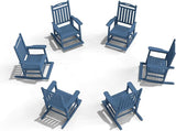 Classic Outdoor Rocking Chair Set of 6, HDPE Patio Rocking Chairs with Slat Back & Wide Armrests - Photo 1