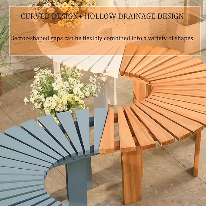 2 pcs Tree Bench Wrap Around Tree Bench Wooden Curved Benches Outdoor Strong Bearing Capacity 660Lbs - Photo 2