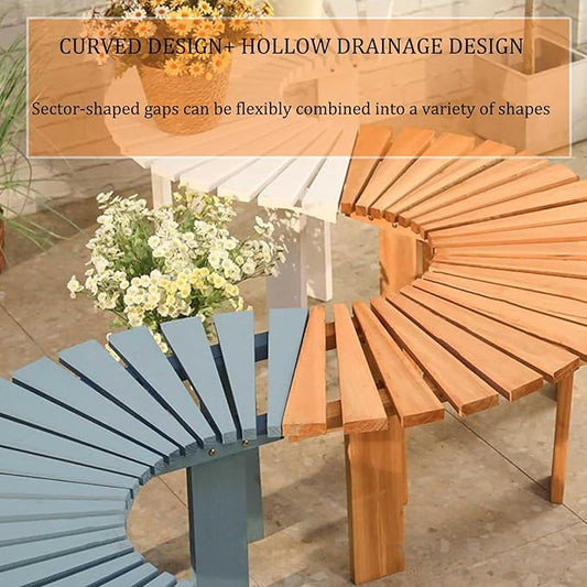 2 pcs Tree Bench Wrap Around Tree Bench Wooden Curved Benches Outdoor Strong Bearing Capacity 660Lbs, for Garden Natural 120Cm/47In,Brown