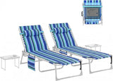 Outsunny Tanning Chair Set of 2 with Face Hole, Side Table - Photo 1