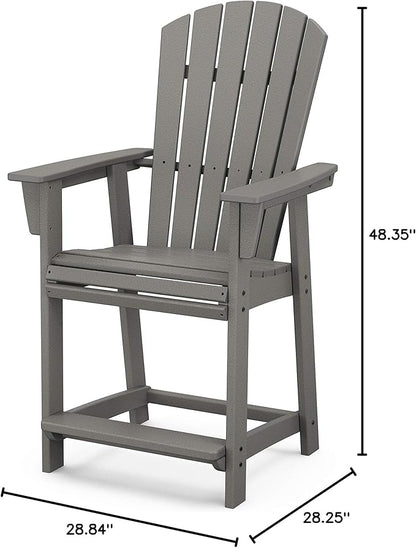 POLYWOOD® Nautical Curveback Adirondack Counter Chair in Slate Grey