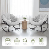 Indoor Rocking Chair, Oversized Outdoor Lounge Chair with Thick Corduroy Cushion & Straps - Photo 7