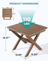 SERWALL Folding Outdoor Side Table Set of 2, Portable Adirondack Side Table, Brown - Photo 3