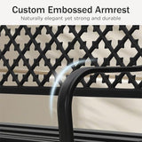PHI VILLA 50" Outdoor Garden Patio Metal Bench for Outdoors with Plastic Backrest Armrests Sturdy Steel Frame, Black - Photo 4