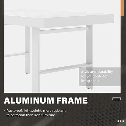 Solaste Aluminum Outdoor Dining Table, All-Weather Rectangle Metal High Patio Coffee Table for Balcony, Garden, Multifunctional Dining Table Coffee Table, Indoor or Outdoor Use, Grey/White