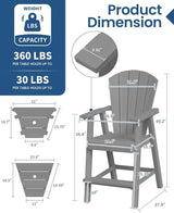Ciokea Tall Adirondack Chairs Set of 4, HDPE Outdoor High Back Adirondack Chair with Double Connecting Tray - Photo 4