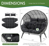 NICESOUL® Double Egg Chair Indoor Outdoor Stationary Oversized 6.5" Thick Padded Cushions - Photo 2