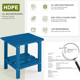 Set 2 Adirondack Outdoor Side Table, 2-Tier Small Patio End Table, Weather Resistant HDPE Outdoor End Tables for Garden - Photo 3