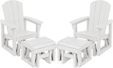 SERWALL Outdoor Glider Chair Set of 2 with Ottoman, HDPE Wood-Like Patio Glider Set All-Weather Porch Glider for Outside - Photo 1